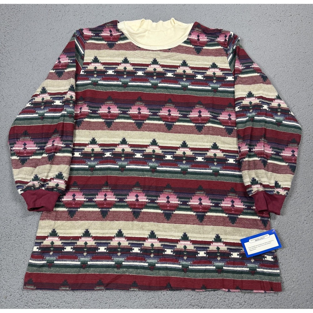 VTG NWT Blair Shirt Womens XL Aztec Southwest Mock Neck Long Sleeve Tunic Top